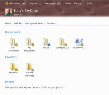 Windows Live SkyDrive stores your files and folders on the Web so you can access them from virtually anywhere.
