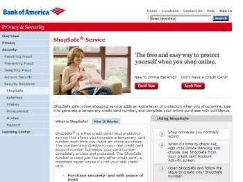 temporary credit card bank of america