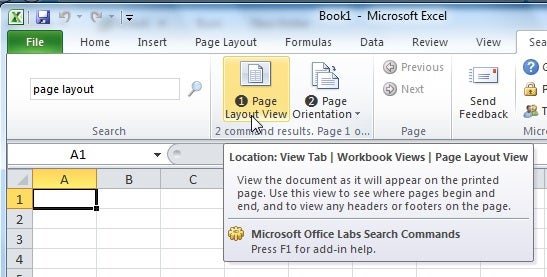 Install Search Commands, and you'll never have to click through the ribbons looking for the feature you want.