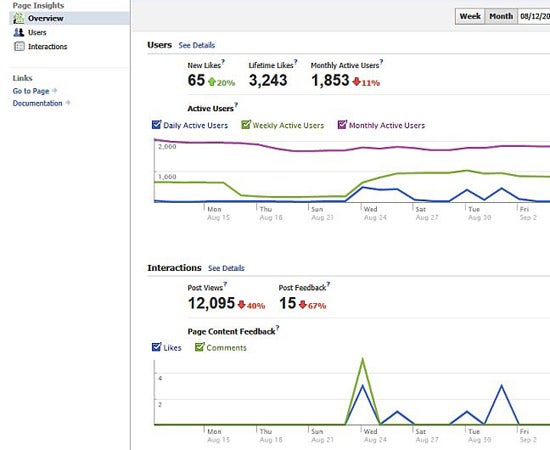 Facebook Insights section