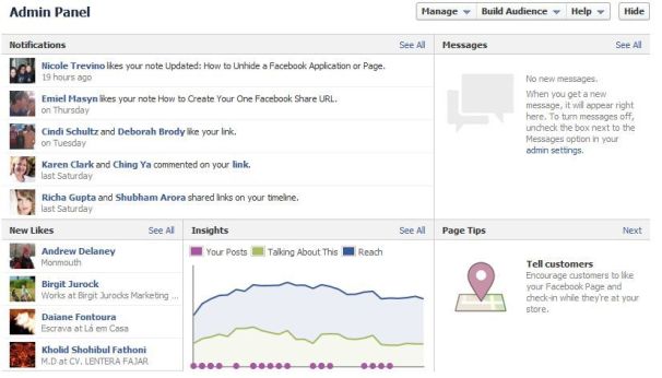 Options for page admins have changed.
