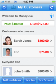 MoneyDue shows how much you've been paid and who still owes you.