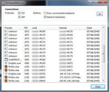 NetSpeedMonitor connection screenshot
