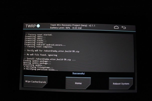 Installing the Ice Cream Sandwich ROM.