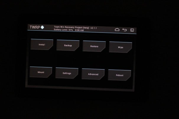 Kindle Fire screen after installation of recovery image.