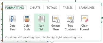 Excel's Quick Analysis tool.