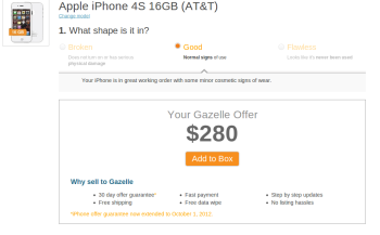 Gazelle pricing on older Apple iPhones trade-ins