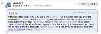 Google Voice voicemail transcription