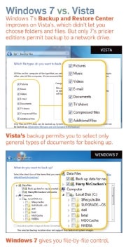 Backup and Restore Center changes; click for full-size image.